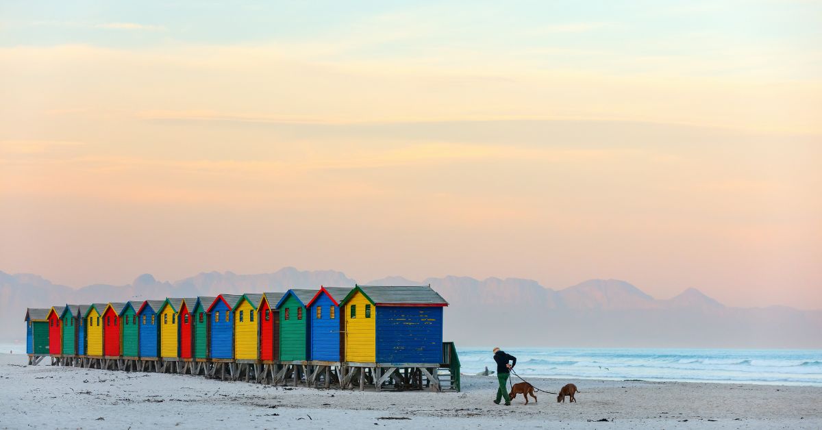 cape town beaches - Colourful houses along Muizenberg Beach