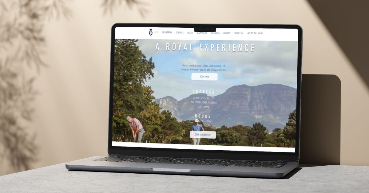 royal cape golf club website on a laptop screen