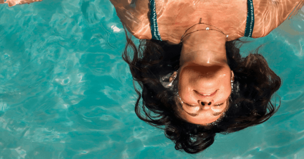 Relaxing while floating in the pool 