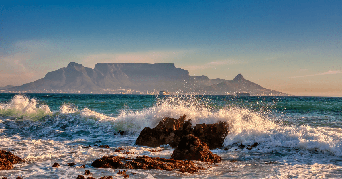 Sunset view from Bloubergstrand
