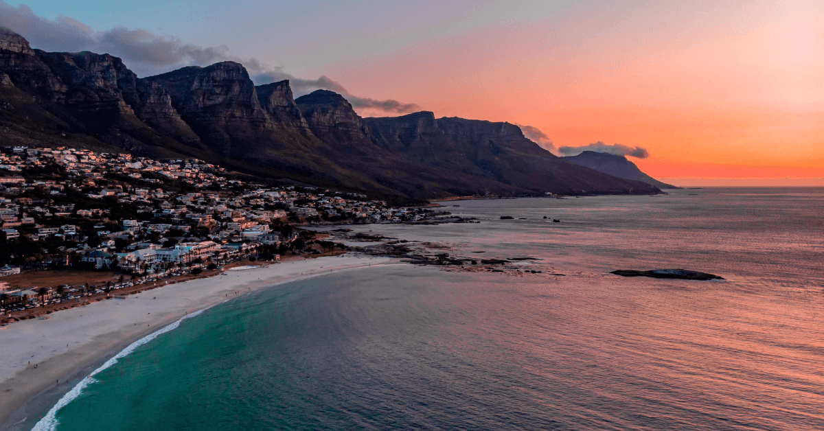 Sunset view from Camps bay in Cape town