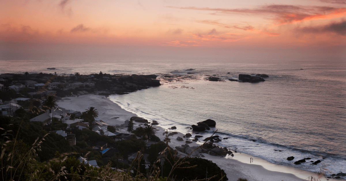 Sunset view from Clifton 4th Beach in Cape Town 