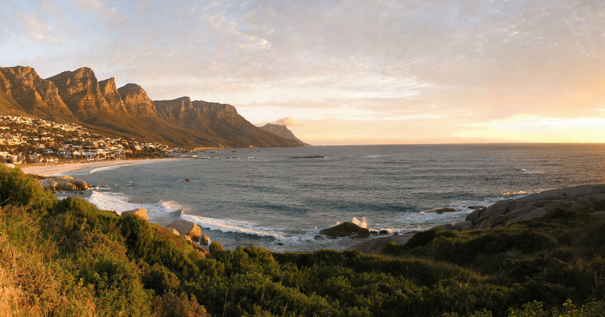 Sunset view from Camps Bay in Cape Town 