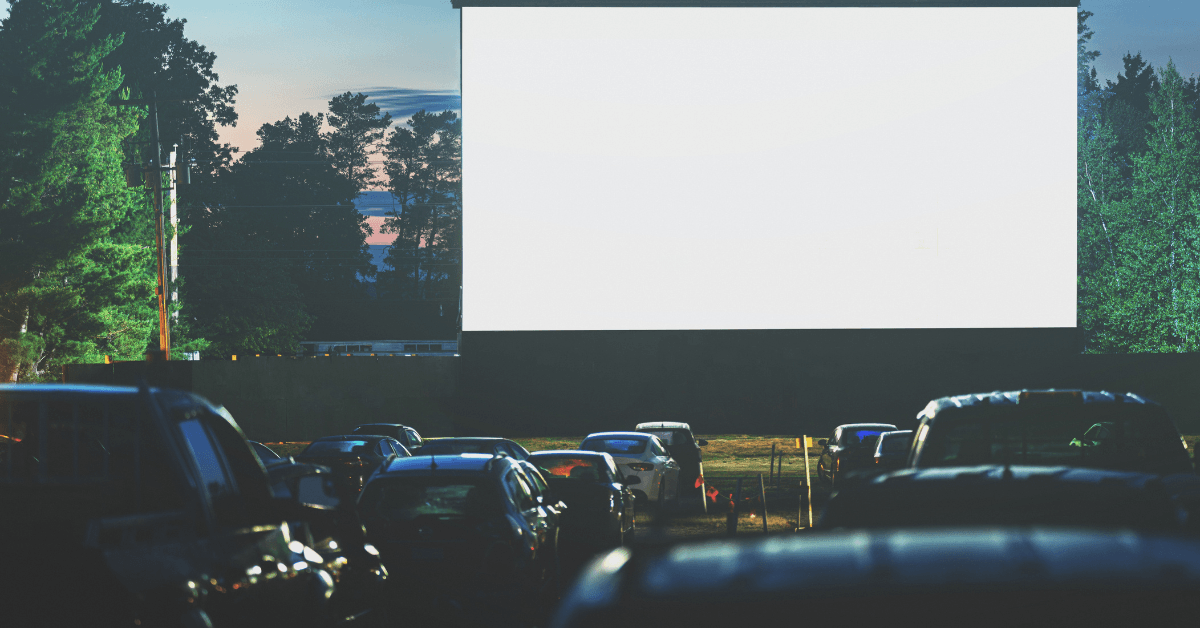 A Drive-in Cinema at sunset