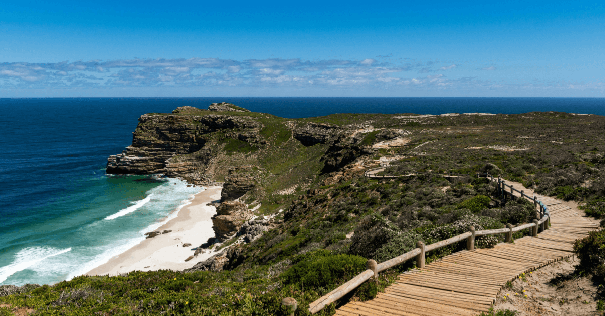 View of Cape Point and a boardwalk along the Peninsula 