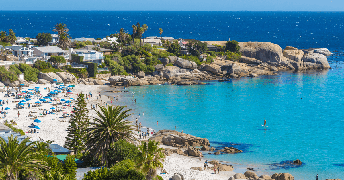 View of Camps Bay beach its blue water 