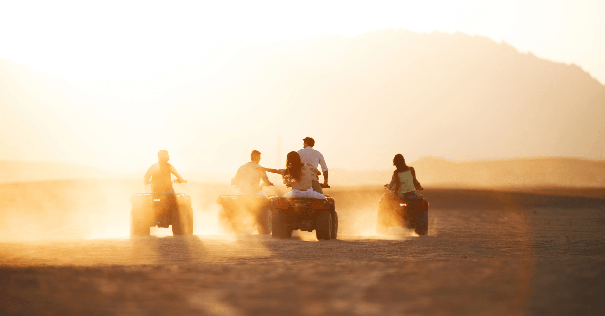 Group riding quad bikes across the Atlantis Dunes near Cape Town 