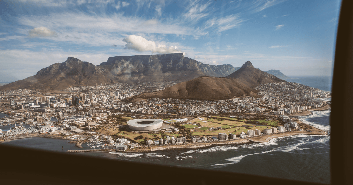 Scenic view of Cape Town from a helicopter tour