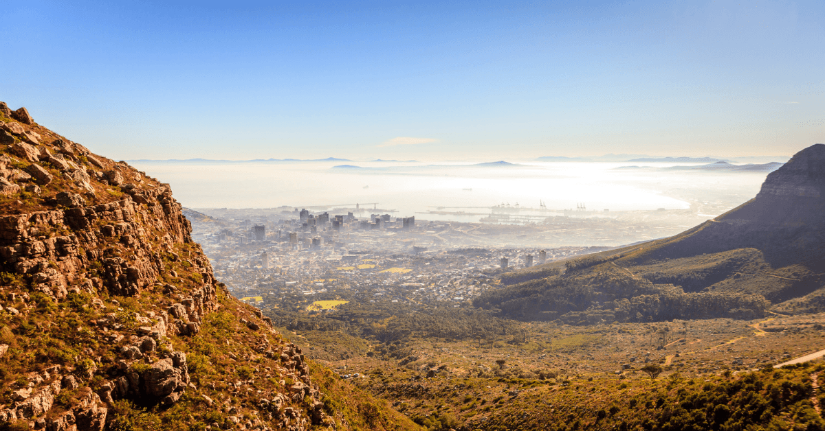 View from Platteklip Gorge on Table Mountain hiking trail 