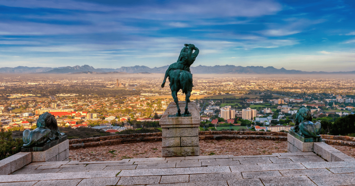 View of Cape Town city from the Rhodes Memorial site 